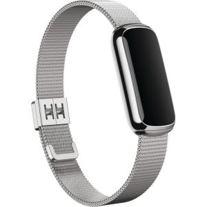 imageFitbit Luxe Platinum Stainless Steel Mesh Accessory Band Official Product One Size