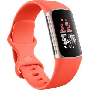 imageFitbit Charge 6 Fitness Tracker with Google apps Heart Rate on Exercise Equipment 6Months Premium Membership Included GPS Health Tools and More ObsidianBlack One Size S ampamp L Bands IncludedGold Case w Red Band