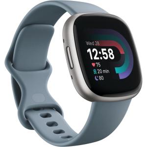 imageFitbit Versa 4 Fitness Smartwatch with Daily Readiness GPS 247 Heart Rate 40 Exercise Modes Sleep Tracking and more BlackGraphite One Size S ampamp L Bands IncludedWaterfall BluePlatinum