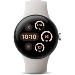 imageGoogle Pixel Watch 3 45mm 2024 Model  Android Smartwatch Heart Rate Tracking Fitbit Advanced Running Fitness Insights 24Hour Battery  Matte Black Aluminum Case  Obsidian Band  LTEPolished Silver Aluminum Case  Porcelain Band
